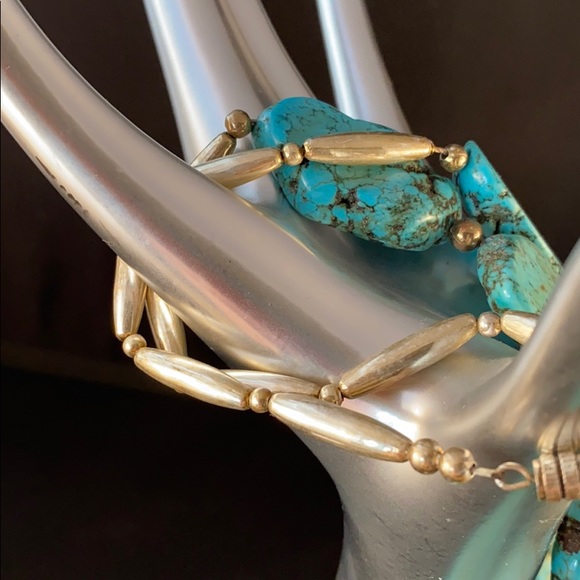 Navajo made Sterling silver & Turquoise necklace - Picture 5 of 8